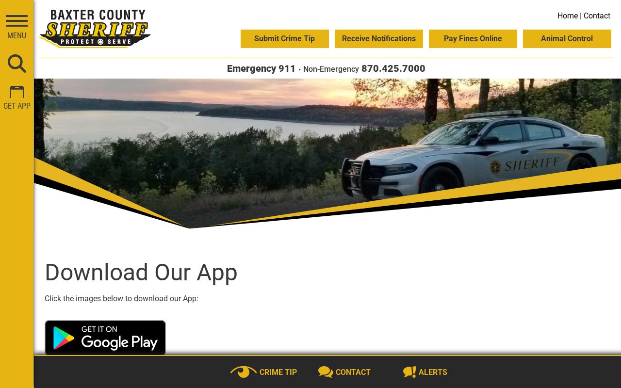 Official Baxter County Sheriff mobile app access page