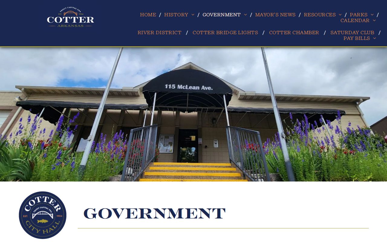 Official City of Cotter government page with police department information