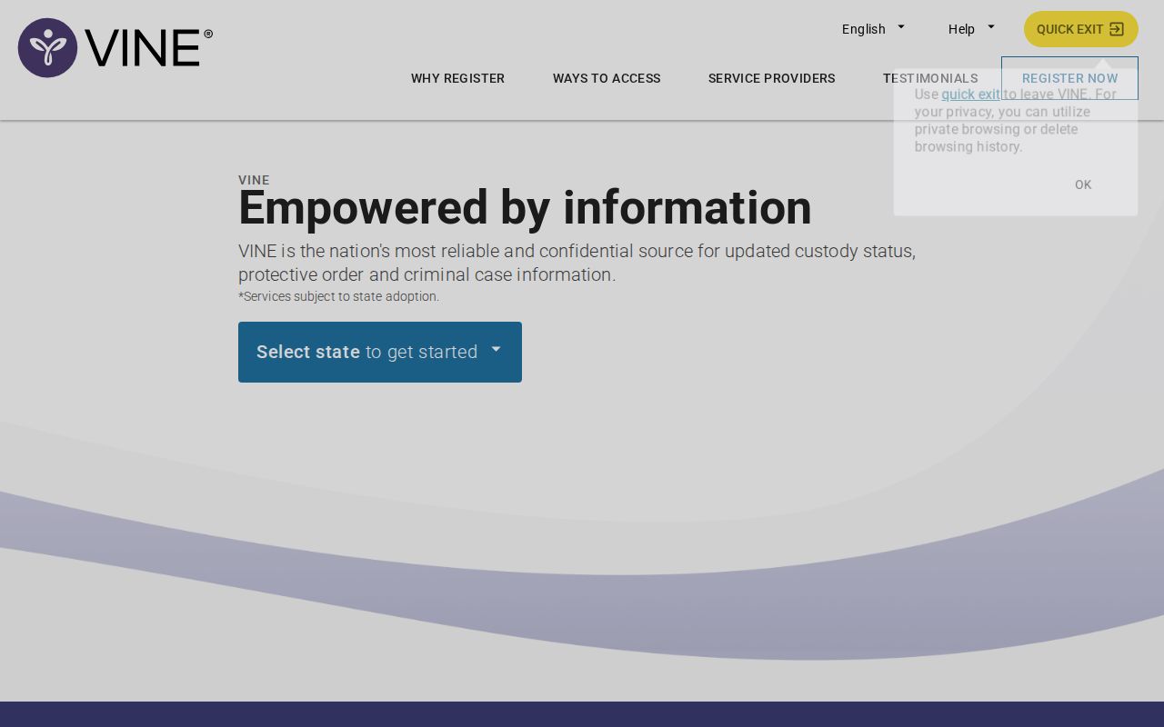 VINELink official custody search interface for Arkansas