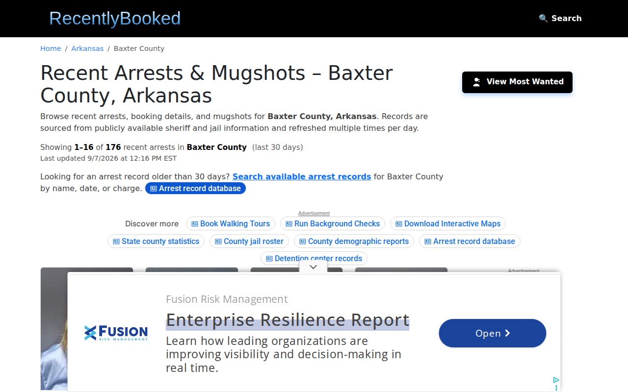 Unofficial RecentlyBooked Baxter County interface